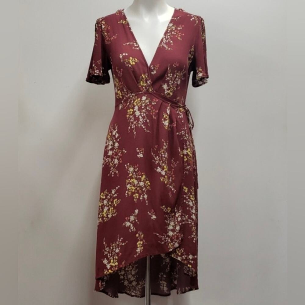 ASTR The Label Adeline Floral Print Wrap Dress Women's Size Medium